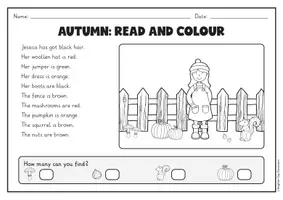 Vorschau - Arbeitsblätter - Autumn – Englisch Herbst: Read and Colour, Schreiben & Sprechen | differenziert Kl. 3-5 - Seite 1
