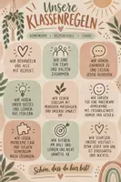 Vorschau - Arbeitsblätter - Klassenregeln Klasse 5 & 6 – Boho Klassenzimmer Poster | 9 Regeln für Respekt, Teamgeist & Klassenklima - Seite 1