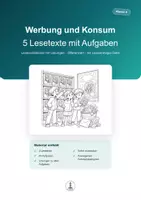 Vorschau - Arbeitsblätter - Werbung und Konsum | Leseverstehen Klasse 4 | 5 Lesetexte mit Aufgaben - Deckblatt