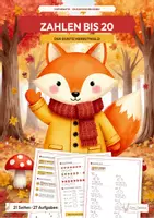 Vorschau - Arbeitsblätter - Zahlenraum bis 20 Klasse 1 | Mathe Übungsheft Herbst | Zehnerübergang | Plus und Minus | Herbstwald - Deckblatt