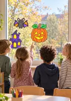 Vorschau - Mal- und Bastelvorlagen - Halloween Fensterbilder basteln für Kita Vorschule & Grundschule | 10 Bastelvorlagen mit Transparentpapier für Fensterdeko Herbst - Deckblatt