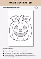 Vorschau - Mal- und Bastelvorlagen - Halloween Fensterbild Kürbis kostenlos | Bastelvorlage mit Transparentpapier | Halloween Basteln Kita Vorschule - Seite 2