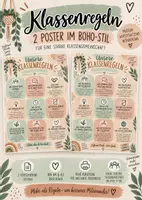 Vorschau - Poster - 2 Klassenregeln Poster Boho | Klassenposter für die Sekundarstufe (Klasse 7–10) | A4 & A3 | Classroom Managemen - Deckblatt