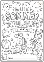 Vorschau - Arbeitsblätter - Meine Sommerschulmappe | Deckblatt zum Ausmalen | 3. Klasse - Seite 1