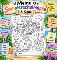 Vorschau - Arbeitsblätter - Meine Sommerschulmappe | Deckblatt zum Ausmalen | 3. Klasse - Deckblatt