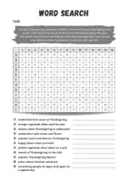 Vorschau - Arbeitsblätter - Thanksgiving - Word Search and Vocabulary Quiz - Seite 1