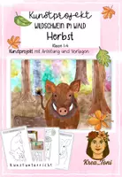 Vorschau - Mal- und Bastelvorlagen - Kunst Herbst Wildschwein – Kunstprojekt Herbstwald | Klasse 1–4 - Deckblatt