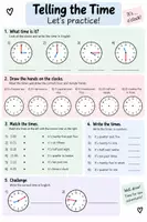 Vorschau - Arbeitsblätter - Telling the Time – Uhrzeiten auf Englisch üben | Arbeitsblatt - Deckblatt