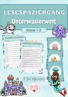 Vorschau - Arbeitsblätter - Lesespaziergang - Unterwasserwelt | Lesen (Klasse 1-2) - Deckblatt