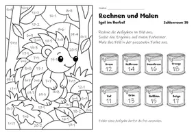 Vorschau - Arbeitsblätter - Rechnen und Malen Herbst - Rechenmalblätter | ZR 10, 20, 100 & 1000 | Klasse 1-4 - Seite 2