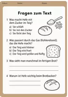 Vorschau - Arbeitsblätter - Wie funktioniert Hefe? Beispiel: Hefeteig - Seite 1