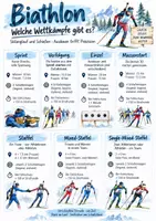 Vorschau - Arbeitsblätter - Lernplakat + Arbeitsblätter "Was für Biathlon-Wettkämpfe gibt es?" + Lösung & MP3 + Infografik - Deckblatt