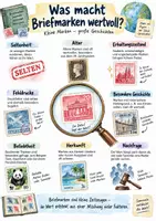 Vorschau - Arbeitsblätter - Lernplakat + Arbeitsblätter "Was macht Briefmarken wertvoll?" + Lösung & MP3 + Mindmap + Infografik - Deckblatt