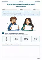 Vorschau - Arbeitsblätter - Brüche Dezimalzahlen Prozente Basisscreening Klasse 7–8 - Deckblatt