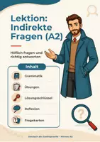 Vorschau - Unterrichtsreihen - Indirekte Fragen - A2 - DaF DaZ - ganze Lerneinheit - Deckblatt