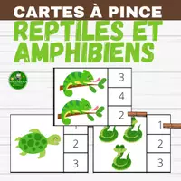 Aperçu - Apprentissages en autonomie - Cartes à pinces – Reptiles et Amphibiens 1 à 10 - Page de couverture