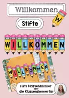 Vorschau - selbst erstellte Cliparts/Grafiken - Türgestaltung: Willkommen Stifte - Deckblatt