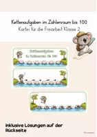 Vorschau - Spiele - Kettenaufgaben im ZR 100 - Kartei Freiarbeit Klasse 2 - Deckblatt