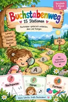 Vorschau - Stationenlernen - Buchstabenweg | 15 Stationen zum Buchstabenlernen | Nachspuren, Hören, Erkennen, Schreiben & Spielen - Deckblatt