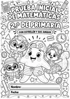 Vista previa - Hojas de trabajo - Prueba inicial de Matemáticas 2.º de Primaria Evaluación + solucionario - Portada