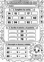 Vista previa - Hojas de trabajo - Prueba inicial de Matemáticas 2.º de Primaria Evaluación + solucionario - página 1