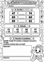 Vista previa - Hojas de trabajo - Prueba inicial de Matemáticas 2.º de Primaria Evaluación + solucionario - página 2