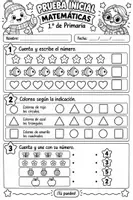 Vista previa - Hojas de trabajo - Prueba inicial de Matemáticas para 1.º de Primaria Evaluación diagnóstica - página 1