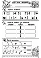 Vista previa - Hojas de trabajo - Prueba inicial de Matemáticas para 1.º de Primaria Evaluación diagnóstica - página 2
