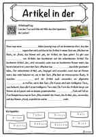 Vorschau - Unterrichtsreihen - Artikel in der Grammatik Lückentext mit Wortspeicher Hörverstehen und Suchsel - Seite 1