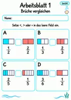 Vorschau - Arbeitsblätter - Brüche vergleichen Klasse 4 | Mathematik Klasse 4 | 10 Arbeitsblätter als PDF - Seite 1