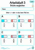 Vorschau - Arbeitsblätter - Brüche vergleichen Klasse 4 | Mathematik Klasse 4 | 10 Arbeitsblätter als PDF - Seite 3