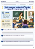 Vorschau - Arbeitsblätter - Vertretungsstunden Notfallpaket Arbeitsheft Klasse 5 bis 6 Schulstart ohne Vorbereitung - Deckblatt