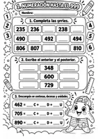 Vista previa - Hojas de trabajo - Prueba inicial de Matemáticas 3.º de Primaria Evaluación + solucionario - página 1