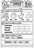 Vista previa - Hojas de trabajo - Prueba inicial de Lengua – 2.º de Primaria Evaluación diagnóstica + soluciones + registro - página 2