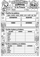 Vista previa - Hojas de trabajo - Prueba inicial de Lengua – 5.º de Primaria Evaluación diagnóstica + soluciones + registro - página 2