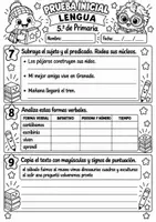 Vista previa - Hojas de trabajo - Prueba inicial de Lengua – 5.º de Primaria Evaluación diagnóstica + soluciones + registro - página 3