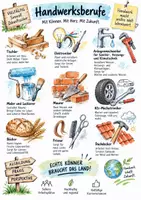 Vorschau - Arbeitsblätter - Lernplakat + Arbeitsblätter mit Dialog zum Thema "Handwerksberufe" + Mindmap + Infografik - Deckblatt