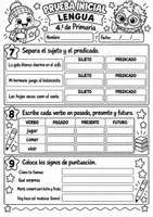 Vista previa - Hojas de trabajo - Prueba inicial de Lengua – 4.º de Primaria Evaluación diagnóstica + soluciones + registro - página 3