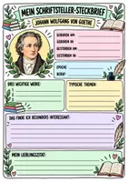 Vorschau - Arbeitsblätter - Schriftsteller Steckbriefe 2 Varianten Deutsch Klasse 5-10 - Seite 1