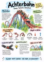 Vorschau - Arbeitsblätter - Lernplakat + Arbeitsblätter zum Thema "Achterbahn" + Lösung & MP3 + Infografik - Deckblatt