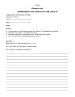 Vorschau - Klassenarbeiten - Klassenarbeit - Zeitungsbericht analysieren und schreiben - Aufgabentyp 2 - Deckblatt