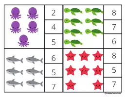 Aperçu - Apprentissages en autonomie - Animaux de la mer – Cartes à pince 1 à 10 - Page 2