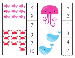 Aperçu - Apprentissages en autonomie - Animaux de la mer – Cartes à pince 1 à 10 - Page 3