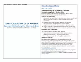 Vista previa - Unidades / Secuencias / Situaciones de Aprendizaje - SECUENCIA DIDACTICA COMPLETA TRANSFORMACIÓN DE LA MATERIA - página 1