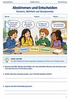 Vorschau - Arbeitsblätter - Abstimmen und Entscheiden Arbeitsheft Klasse 5 bis 6 Schulstart Konsens Mehrheit und Kompromiss - Deckblatt
