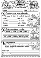 Vista previa - Hojas de trabajo - Prueba inicial de Lengua – 3.º de Primaria Evaluación diagnóstica + soluciones + registro - página 3