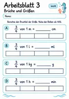 Vorschau - Arbeitsblätter - Brüche und Größen Klasse 4 | Mathematik Klasse 4 | 10 Arbeitsblätter als PDF - Seite 3