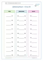 Vorschau - Arbeitsblätter - Zahlen - Ü5 Zahlennachbarn Zahlen 11 bis 20 - Deckblatt