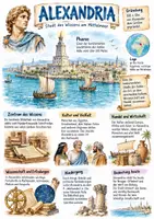 Vorschau - Arbeitsblätter - Lernplakat + Arbeitsblätter zum Thema "Alexandria" (Lückentext, Hörverstehen) + Lösung & MP3 + Mindmap + Infografik - Deckblatt