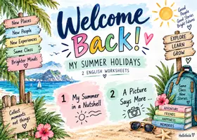 Vorschau - Arbeitsblätter - 🌴 Welcome back – My Summer Holidays | 2 Englisch-Arbeitsblätter - Deckblatt
